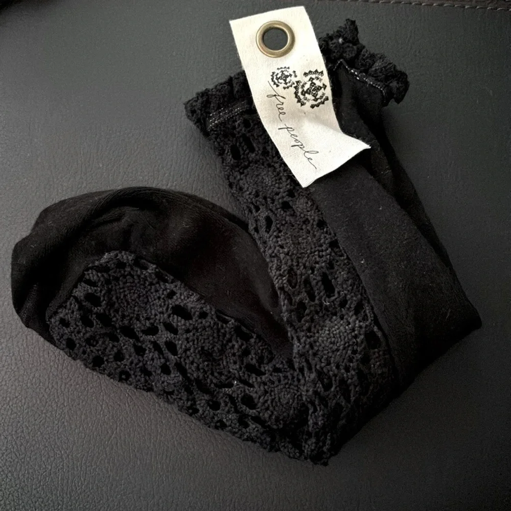 Free People Rubies Crochet Socks in black